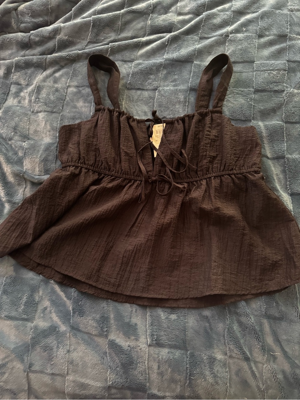 a new day Black Tie-Front Peplum Camisole